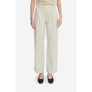 A.P.C. pantaloni de bumbac Grand Pantal Camila culoarea bej, drept, high waist imagine