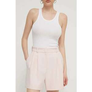 Chiara Ferragni pantaloni scurti femei, culoarea roz, neted, high waist, 76CBD196 imagine