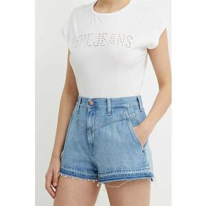 Pepe Jeans pantaloni scurti jeans A-LINE SHORT UHW SKY femei, neted, high waist, PL801114 imagine