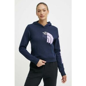 The North Face hanorac de bumbac femei, culoarea albastru marin, cu glugă, cu imprimeu, NF0A87EX8K21 imagine