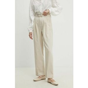 Answear Lab pantaloni femei, culoarea bej, lat, high waist imagine