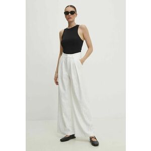 Answear Lab pantaloni femei, culoarea alb, lat, high waist imagine