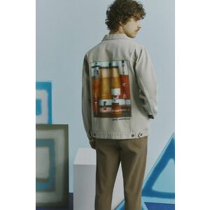 Medicine geacă din denim din bumbac culoarea bej, de tranziție imagine