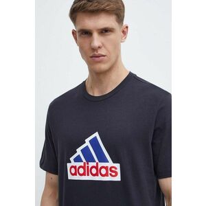 adidas tricou din bumbac barbati, culoarea negru, cu imprimeu, IS9596 imagine