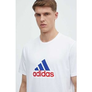adidas tricou din bumbac barbati, culoarea alb, cu imprimeu, IS3234 imagine