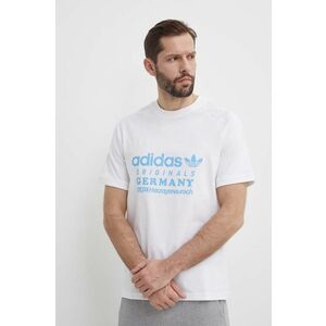 adidas Originals tricou din bumbac barbati, culoarea bej, cu imprimeu, IR9634 imagine