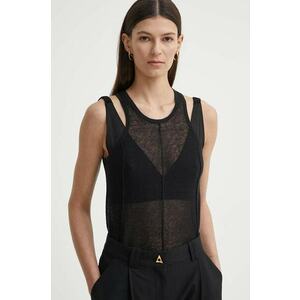 AERON top din amestec de in KISMET culoarea negru, AW24RSTO479489 imagine