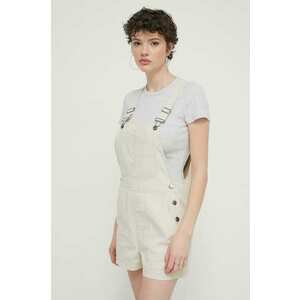 Billabong salopete din denim Sand Canyon culoarea bej, neted, high waist, ABJDS00148 imagine