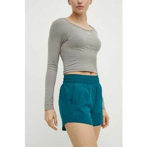 Under Armour pantaloni scurți de antrenament Flex culoarea verde, neted, high waist imagine