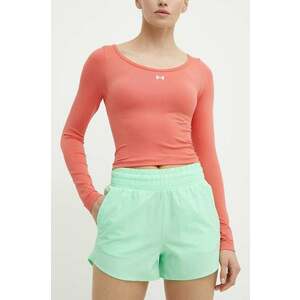 Under Armour pantaloni scurți de antrenament Flex culoarea verde, neted, high waist imagine