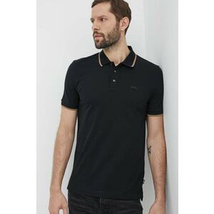 BOSS polo de bumbac culoarea negru, neted, 50494697 imagine