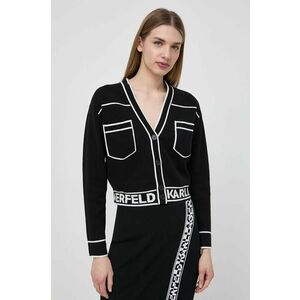 Karl Lagerfeld cardigan din amestec de lana culoarea negru, light imagine
