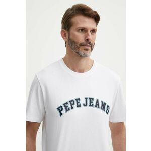 Pepe Jeans tricou din bumbac barbati, culoarea bej, cu imprimeu imagine