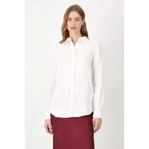 Medicine cămașă de in culoarea alb, cu guler clasic, regular imagine