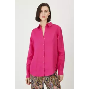 Medicine cămașă de in culoarea roz, cu guler clasic, regular imagine