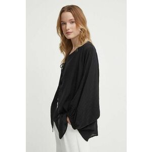 Sisley camasa femei, culoarea negru, relaxed imagine