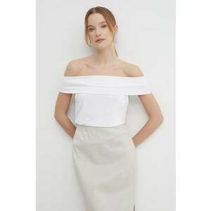 Sisley top femei, culoarea alb, decolteu spaniol imagine