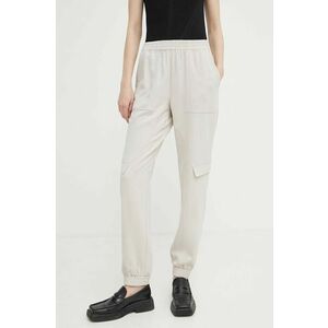 Bruuns Bazaar pantaloni Brassica Cilla femei, culoarea bej, drept, high waist imagine