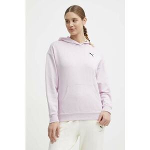 Puma hanorac de bumbac BETTER ESSENTIALS femei, culoarea violet, cu glugă, uni 675988 imagine