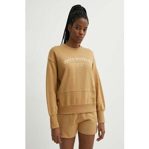 Casall hanorac de bumbac femei, culoarea maro, cu imprimeu imagine