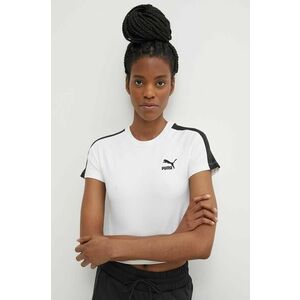 Puma tricou Iconic T7 femei, culoarea alb, 625598 imagine