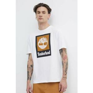 Timberland tricou din bumbac barbati, culoarea alb, cu imprimeu, TB0A5QS21001 imagine