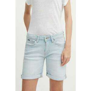Pepe Jeans pantaloni scurti jeans SLIM SHORT MW femei, neted, medium waist, PL801120RH6 imagine