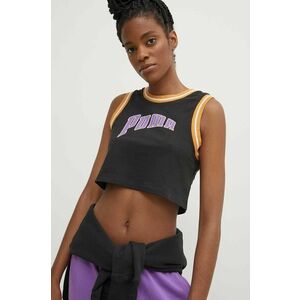 Puma top din bumbac Graphic culoarea negru, 625024 imagine