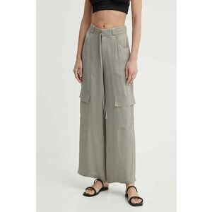 AERON pantaloni OPAL femei, culoarea gri, lat, high waist, AW24RSPA282475 imagine