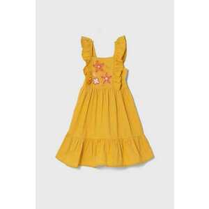 zippy rochie cu amestec de in pentru copii culoarea galben, mini, evazată imagine