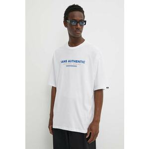 Vans tricou din bumbac barbati, culoarea alb, cu imprimeu imagine