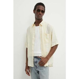 Diesel cămașă de in S-EMIL-SHORT CAMICIA culoarea bej, cu guler clasic, regular, A12854.0LIAL imagine