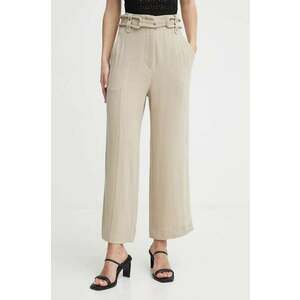 IRO pantaloni din lana culoarea bej, lat, high waist imagine