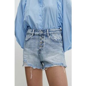 Answear Lab pantaloni scurti jeans femei, neted, high waist imagine