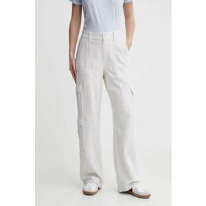 Hollister Co. pantaloni din in culoarea alb, lat, high waist imagine