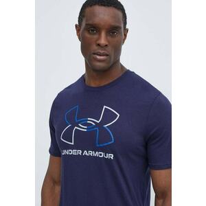 Under Armour tricou barbati, culoarea albastru marin, modelator imagine