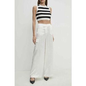 Answear Lab pantaloni femei, culoarea bej, lat, high waist imagine