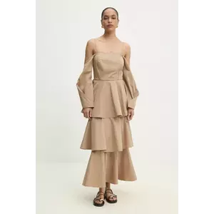 Answear Lab rochie culoarea bej, maxi, evazată imagine