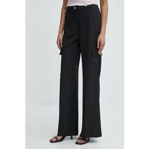 Artigli pantaloni femei, culoarea negru, lat, high waist, AP38108 imagine