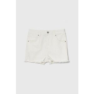 Pepe Jeans pantaloni scurti din denim pentru copii A-LINE SHORT HW JR culoarea alb, neted, talie reglabila imagine