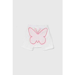 United Colors of Benetton pantaloni scurți din bumbac pentru bebeluși culoarea alb, cu imprimeu, talie reglabila imagine