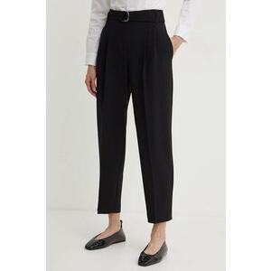 BOSS pantaloni femei, culoarea negru, drept, high waist imagine