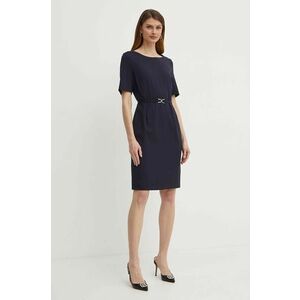BOSS rochie din lana culoarea bleumarin, mini, mulată imagine