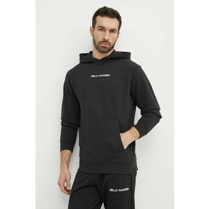 Helly Hansen bluza barbati, culoarea negru, cu glugă, cu imprimeu, 53533 imagine