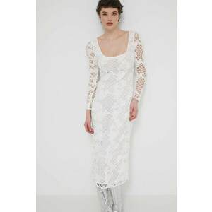 Desigual rochie SANDALO culoarea alb, midi, mulată, 24SWVW50 imagine