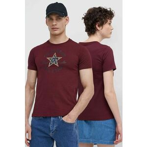 Converse tricou din bumbac culoarea bordo, cu imprimeu imagine