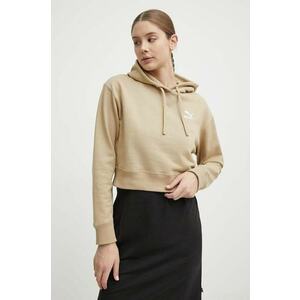 Puma hanorac de bumbac BETTER CLASSIC femei, culoarea bej, cu glugă, cu imprimeu, 624229 imagine