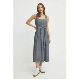 Dkny rochie din amestec de in culoarea gri, midi, evazată, DD4B5715 imagine