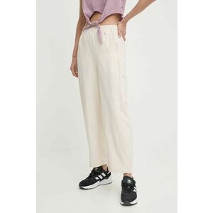 Champion pantaloni femei, culoarea bej, drept, high waist, 117110 imagine