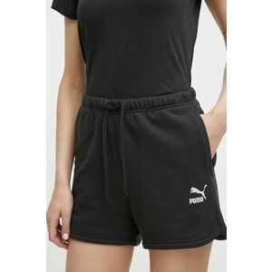 Puma pantaloni scurti din bumbac BETTER CLASSIC culoarea negru, cu imprimeu, high waist, 624236 imagine